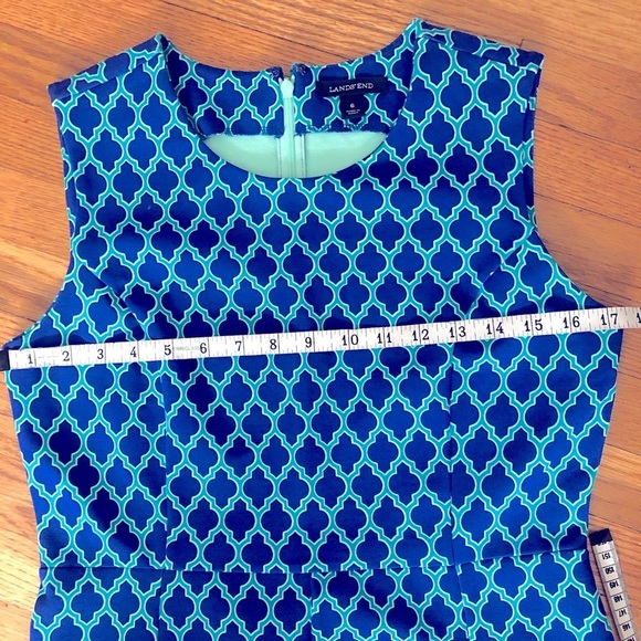 Lands' End Royal Teal Blue Quatrefoil Ponte Stretch Sheath Dress NEW size 6 - Picture 12 of 14